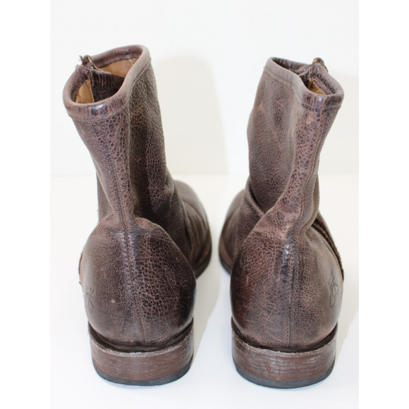 John Fluevog Size W 11/M 9 MALCOLM Brown Distressed Leather Zip Ankle Boots Moto main image 5
